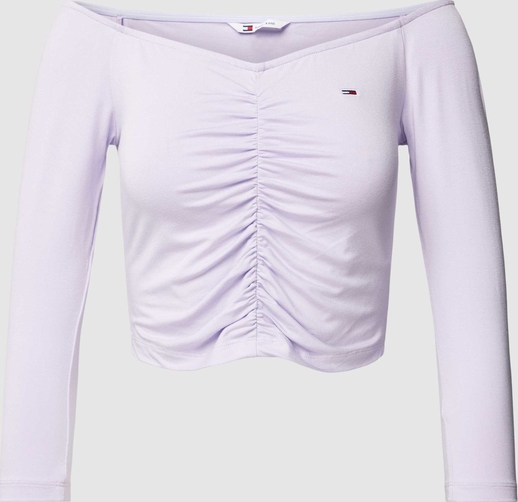 Fioletowa bluzka Tommy Jeans z okrągłym dekoltem z długim rękawem