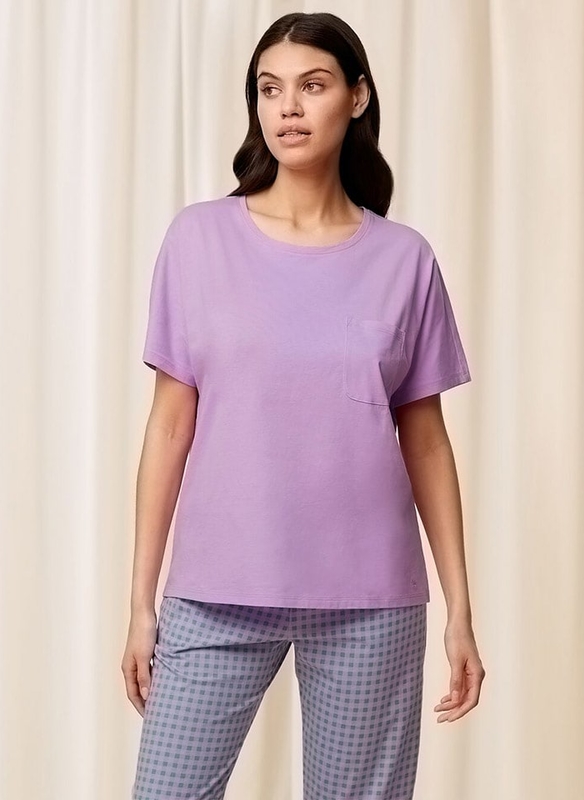 Fioletowa bluzka TRIUMPH w stylu casual z okrągłym dekoltem