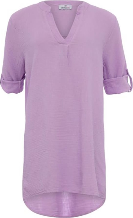 Fioletowa bluzka Zwillingsherz z krótkim rękawem z dekoltem w kształcie litery v w stylu casual