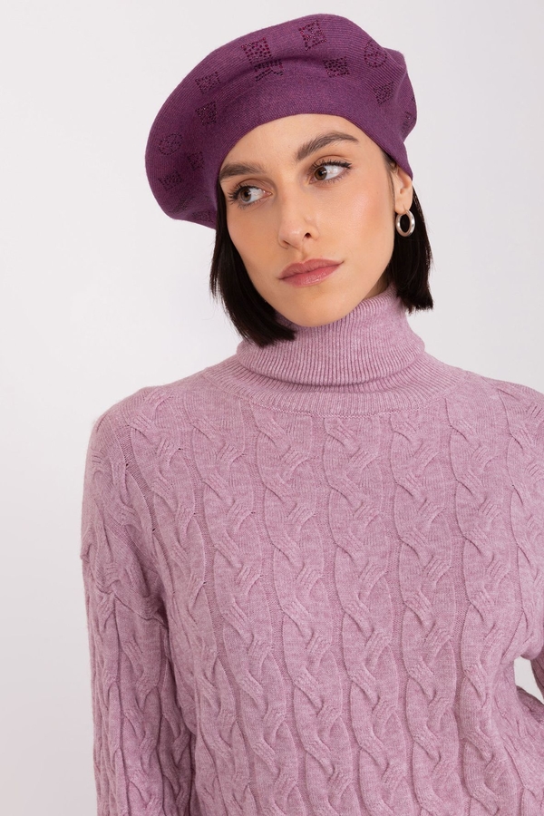 Fioletowa czapka Wool Fashion Italia