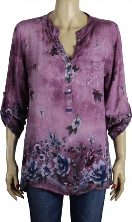 Fioletowa koszula atena-online z dekoltem w kształcie litery v