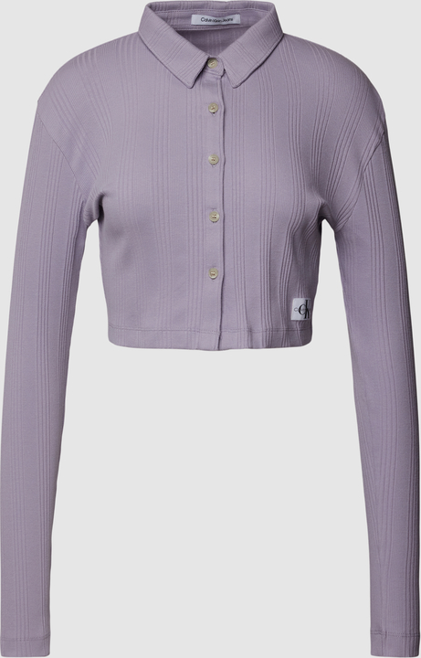 Fioletowa koszula Calvin Klein z krótkim rękawem z bawełny