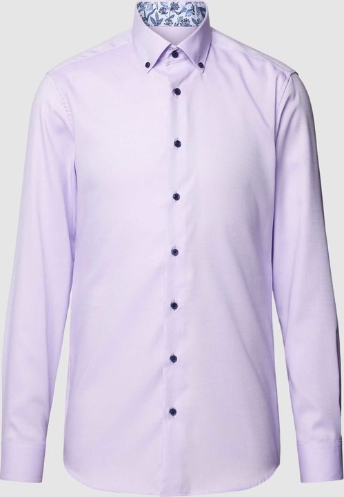 Fioletowa koszula Eterna z bawełny z kołnierzykiem button down