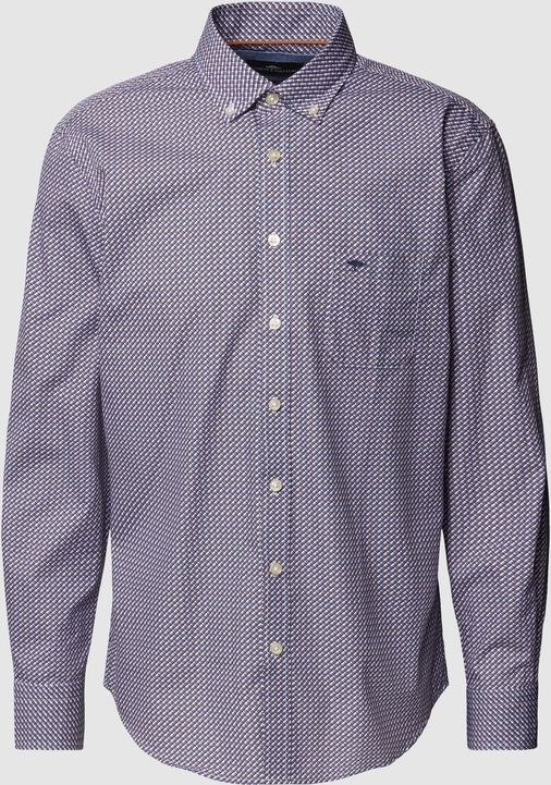 Fioletowa koszula Fynch Hatton z długim rękawem z bawełny w stylu casual
