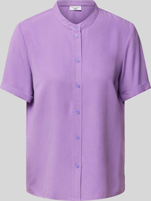 Fioletowa koszula Marc O'Polo z krótkim rękawem ze stójką w stylu casual