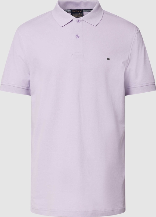 Fioletowa koszulka polo Christian Berg z bawełny w stylu casual z krótkim rękawem