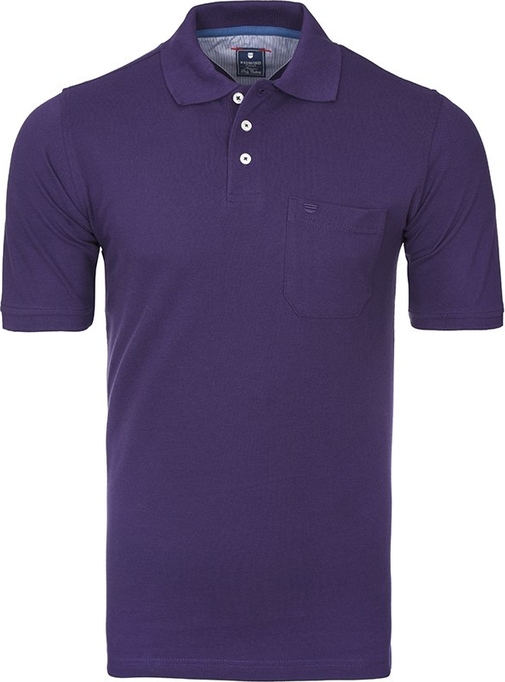 Fioletowa koszulka polo Redmond w stylu casual z bawełny z krótkim rękawem