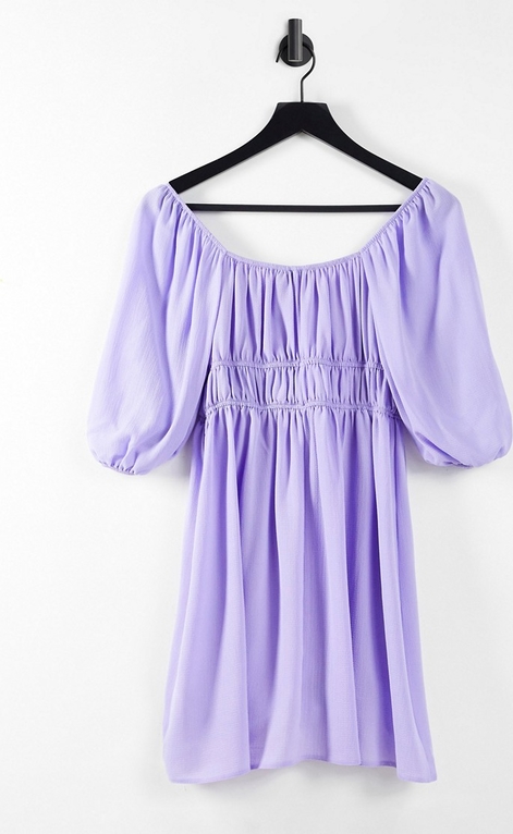 Fioletowa sukienka Asos z długim rękawem mini