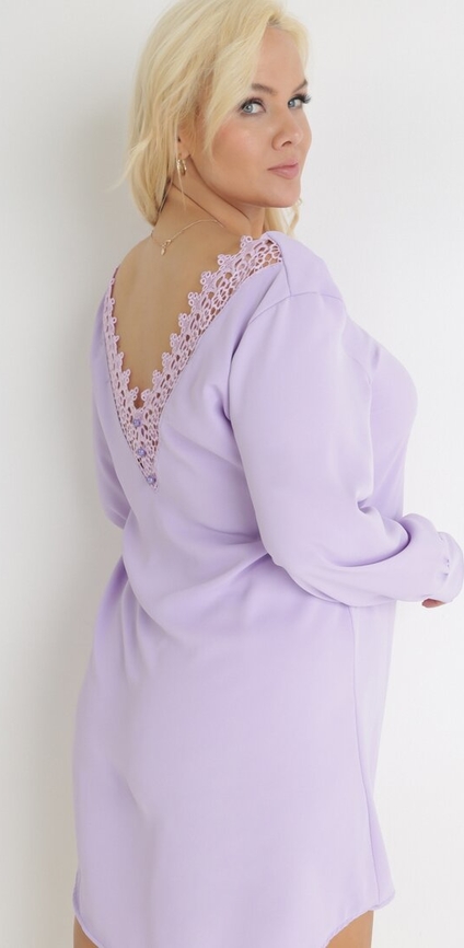 Fioletowa sukienka born2be mini z długim rękawem z tkaniny