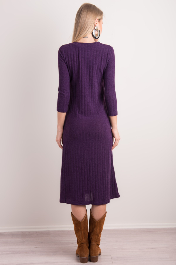 Fioletowa sukienka Factory Price midi z długim rękawem w stylu casual