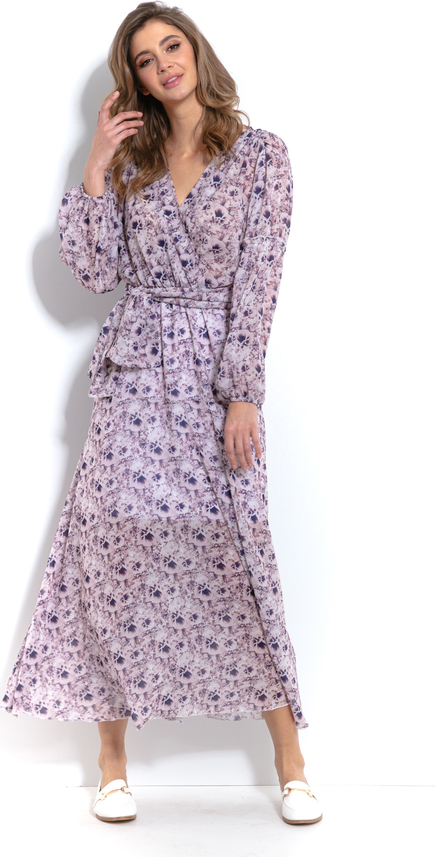 Fioletowa sukienka Fobya z dekoltem w kształcie litery v