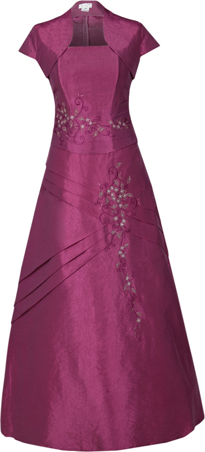 Fioletowa sukienka Fokus maxi rozkloszowana z krótkim rękawem