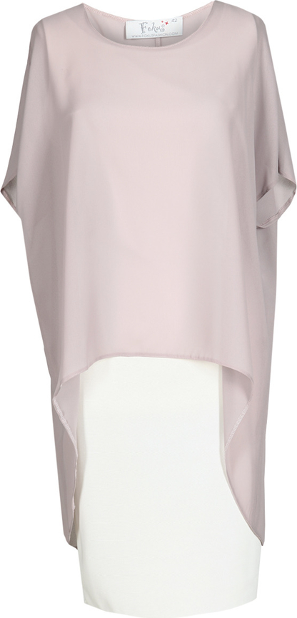 Fioletowa sukienka Fokus midi z tkaniny z krótkim rękawem