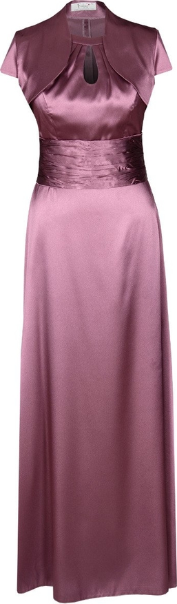 Fioletowa sukienka Fokus rozkloszowana maxi z krótkim rękawem