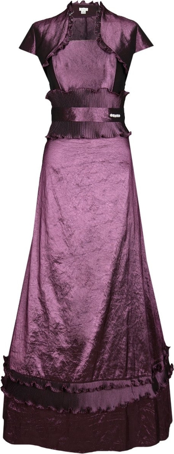 Fioletowa sukienka Fokus rozkloszowana maxi z krótkim rękawem