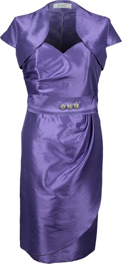 Fioletowa sukienka Fokus z dekoltem w kształcie litery v z krótkim rękawem midi