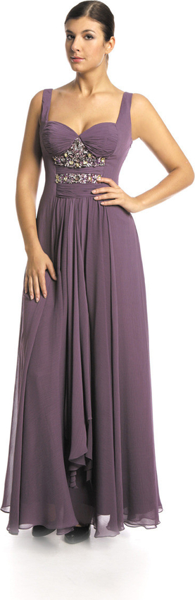 Fioletowa sukienka Fokus z dekoltem w kształcie litery v z szyfonu maxi