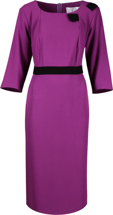 Fioletowa sukienka Fokus z tkaniny z długim rękawem