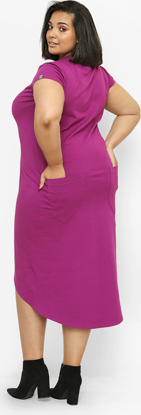 Fioletowa sukienka Freeshion w stylu casual z krótkim rękawem oversize