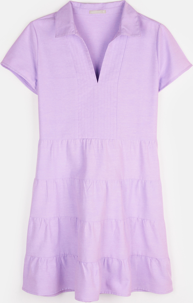Fioletowa sukienka Gate z krótkim rękawem w stylu casual z bawełny