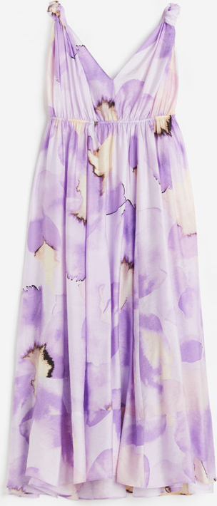 Fioletowa sukienka H & M na ramiączkach z dekoltem w kształcie litery v