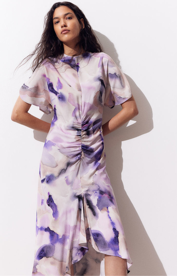 Fioletowa sukienka H & M w stylu casual z krótkim rękawem