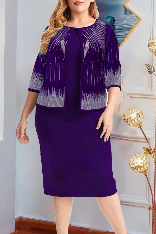 Fioletowa sukienka IVET mini z długim rękawem