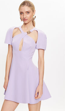 Fioletowa sukienka Just Cavalli mini z dekoltem w kształcie litery v w stylu casual