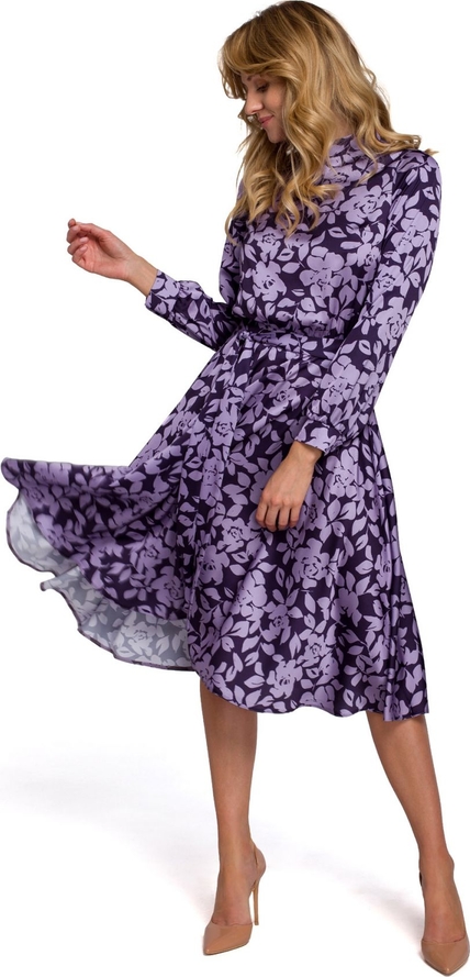 Fioletowa sukienka Makover w stylu casual z tkaniny