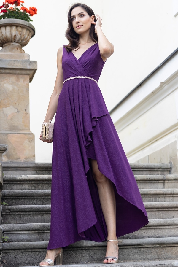 Fioletowa sukienka Maravilla Boutique na ramiączkach asymetryczna