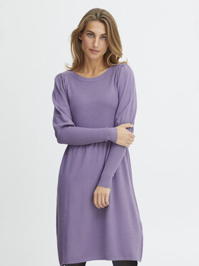 Fioletowa sukienka MODIVO mini w stylu casual z długim rękawem