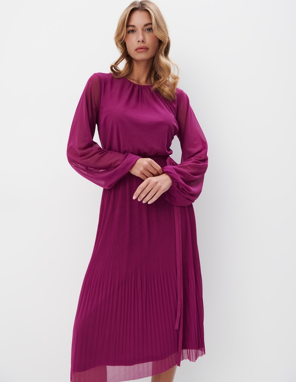 Fioletowa sukienka Mohito z długim rękawem midi