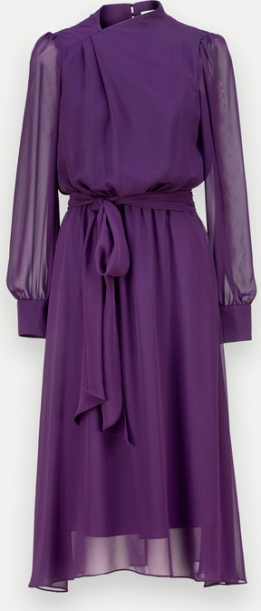Fioletowa sukienka Molton w stylu casual z długim rękawem midi