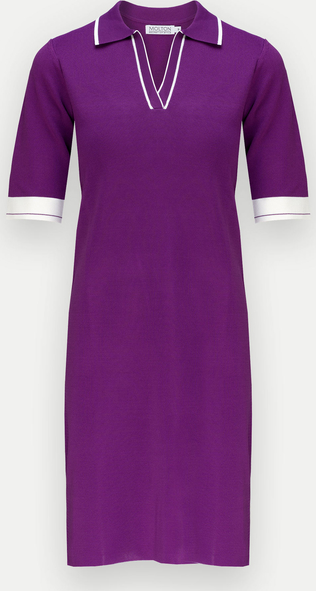 Fioletowa sukienka Molton z krótkim rękawem z dekoltem w kształcie litery v