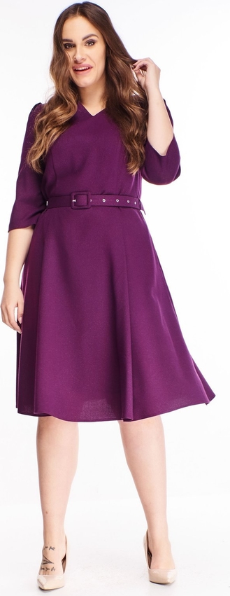 Fioletowa sukienka N/A z długim rękawem dla puszystych midi