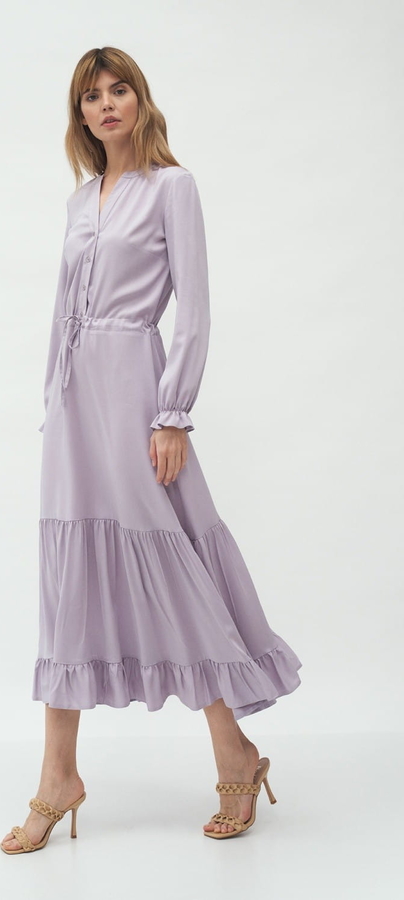 Fioletowa sukienka Nife z długim rękawem w stylu casual