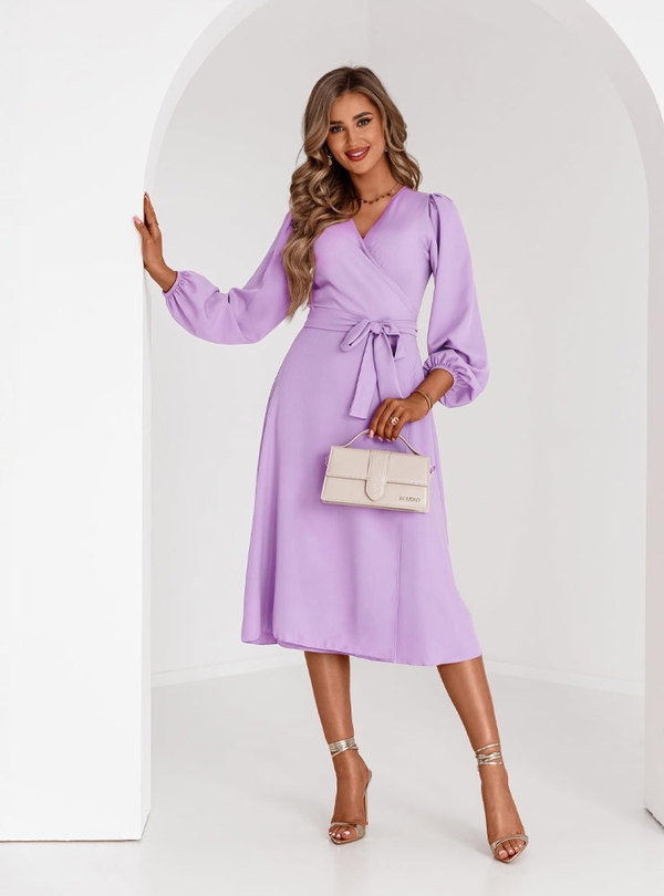 Fioletowa sukienka Pakuten w stylu casual z długim rękawem