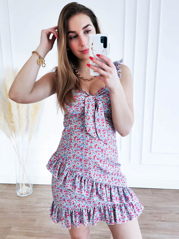 Fioletowa sukienka Perfe.pl mini na ramiączkach