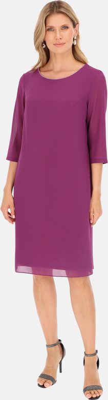 Fioletowa sukienka POTIS & VERSO prosta z długim rękawem midi