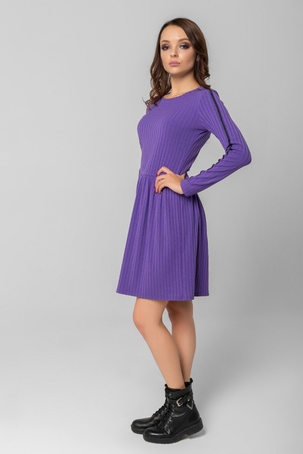Fioletowa sukienka producent niezdefiniowany z okrągłym dekoltem mini