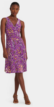 Fioletowa sukienka Ralph Lauren mini z dekoltem w kształcie litery v