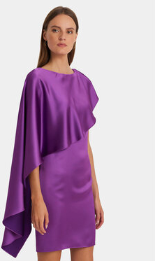 Fioletowa sukienka Ralph Lauren mini z okrągłym dekoltem z krótkim rękawem