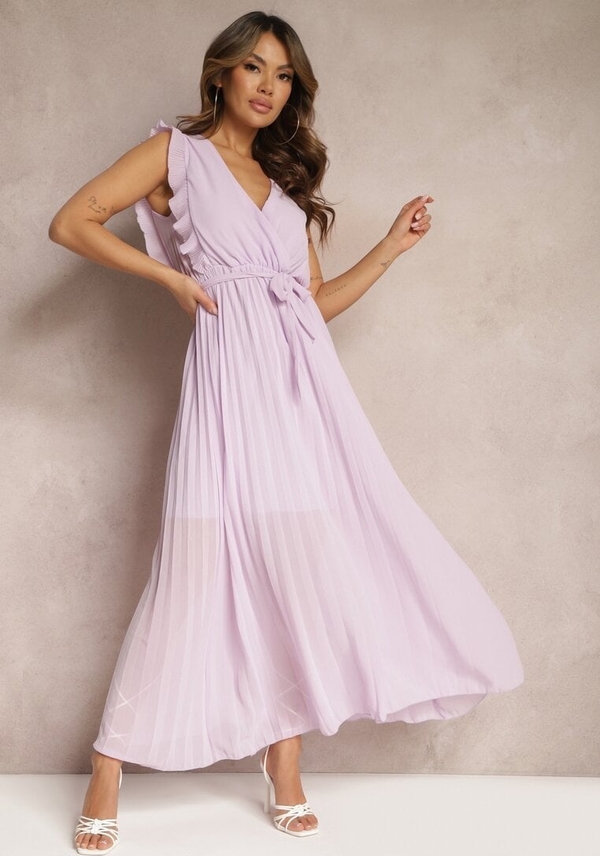 Fioletowa sukienka Renee bez rękawów z dekoltem w kształcie litery v