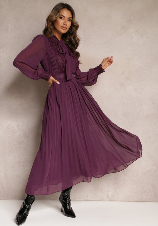 Fioletowa sukienka Renee z dekoltem w kształcie litery v