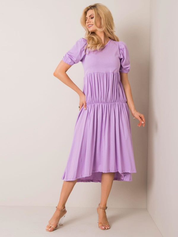 Fioletowa sukienka Rue Paris midi z bawełny