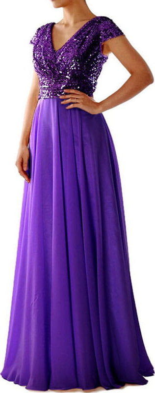 Fioletowa sukienka Sandbella maxi z dekoltem w kształcie litery v