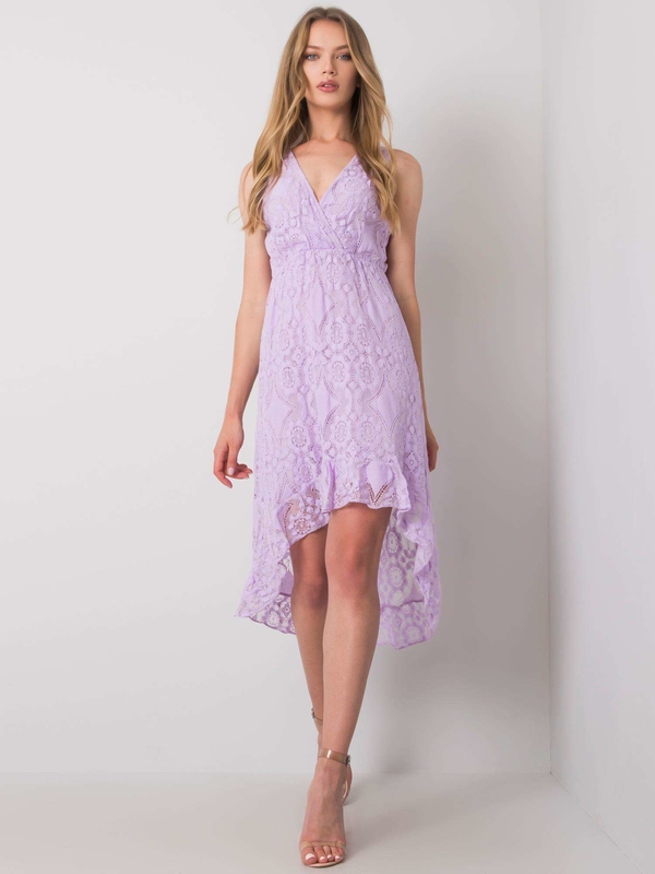 Fioletowa sukienka Sheandher.pl z dekoltem w kształcie litery v z bawełny