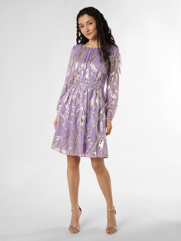 Fioletowa sukienka Swing mini z długim rękawem