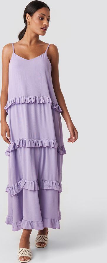 Fioletowa sukienka Trendyol oversize w stylu casual na ramiączkach