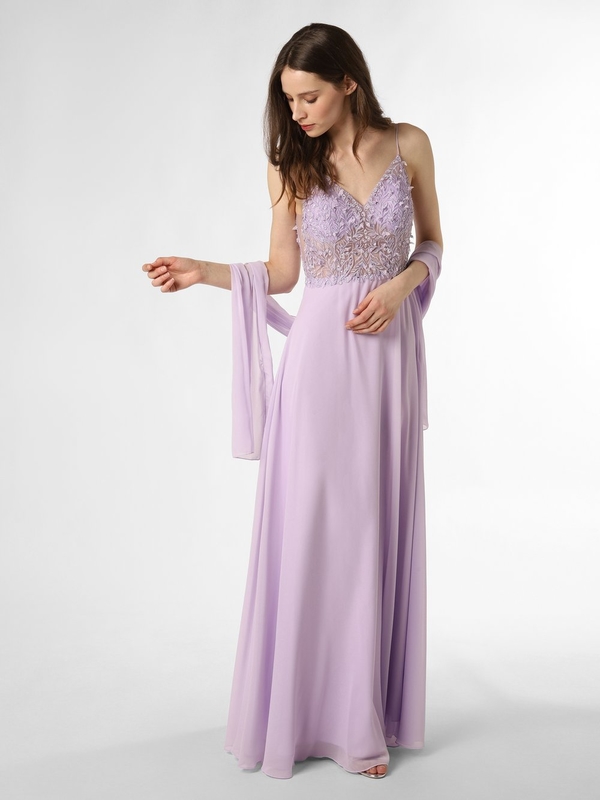 Fioletowa sukienka Unique z tiulu maxi
